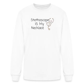 Stethoscope Is My Necklace - Men's Long Sleeve T-Shirt - white - Front