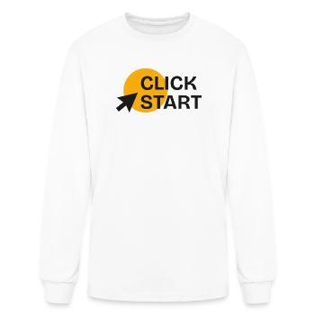 Click Start - Minimalist Tech Gamer Tee - Men's Long Sleeve T-Shirt - white - Front