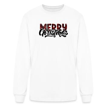 Crimson Plaid Glyphs - Men's Long Sleeve T-Shirt - white - Front