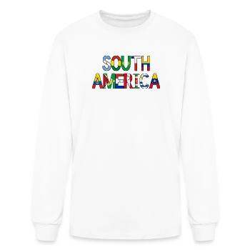 South America with Flag Letters - Men's Long Sleeve T-Shirt - white - Front