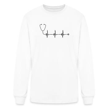 Heartbeat stethoscope - Men's Long Sleeve T-Shirt - white - Front