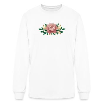 Pink Peony with Gold Accents - Men's Long Sleeve T-Shirt - white - Front