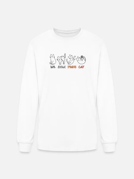 Un Deux Trois Cat - Men's Long Sleeve T-Shirt - white