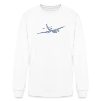 Minimalist Propeller Plane Silhouette - Men's Long Sleeve T-Shirt - white - Front
