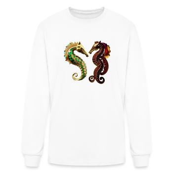 Sea Horses Unique Design - Men's Long Sleeve T-Shirt - white - Front