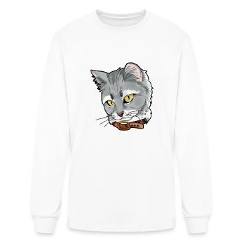 Siberian cat face cats kitty funny gift cartoon - Men's Long Sleeve T-Shirt - white - Front