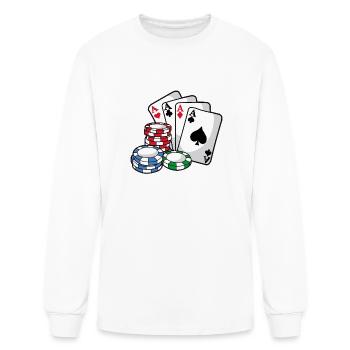 POKER CARDS AND CHIPS Texas Holdem Casino Vegas - Men's Long Sleeve T-Shirt - white - Front