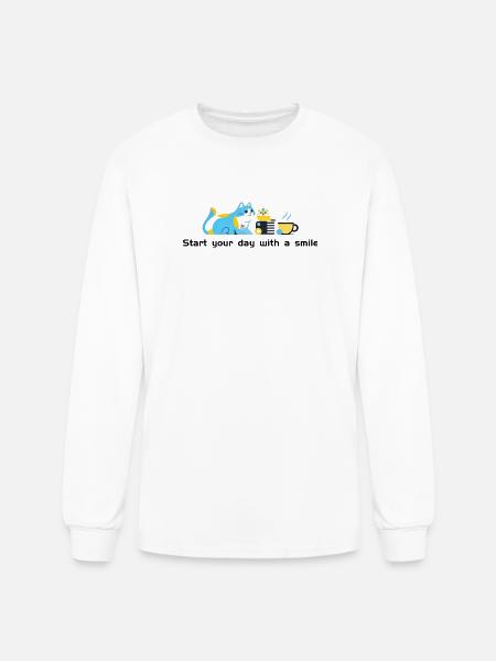 Blue Cat Café Morning - Men's Long Sleeve T-Shirt - white