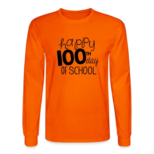 Happy 100th Day of School Chalk Teacher T-Shirt - Men's Long Sleeve T-Shirt