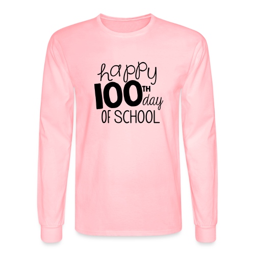 Happy 100th Day of School Chalk Teacher T-Shirt - Men's Long Sleeve T-Shirt