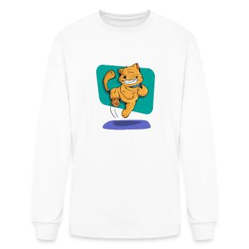 Jumping Golden Brown Cat - Men's Long Sleeve T-Shirt - white - Front