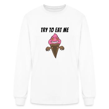 Funny Scary Ice Cream Cone Summertime Horror Spook - Men's Long Sleeve T-Shirt - white - Front