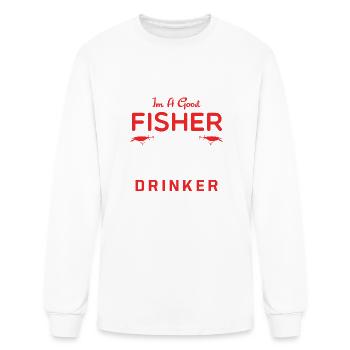 I am a good fisher and an even better drinker - Men's Long Sleeve T-Shirt - white - Front