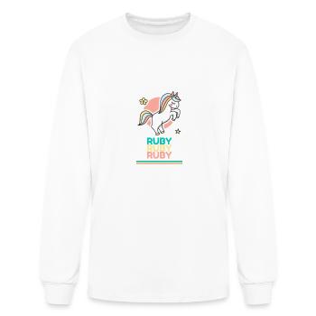 Ruby First Name Cute Unicorn - Men's Long Sleeve T-Shirt - white - Front