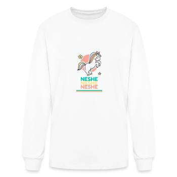 Neshe First Name Cute Unicorn - Men's Long Sleeve T-Shirt - white - Front