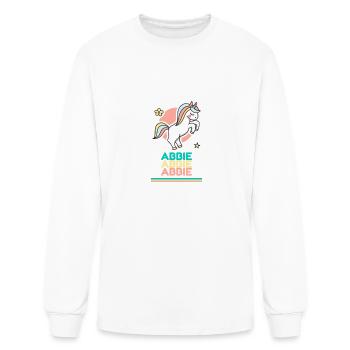 Abbie First Name Cute Unicorn - Men's Long Sleeve T-Shirt - white - Front