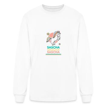 Sascha First Name Cute Unicorn - Men's Long Sleeve T-Shirt - white - Front