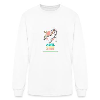 Abril First Name Cute Unicorn - Men's Long Sleeve T-Shirt - white - Front