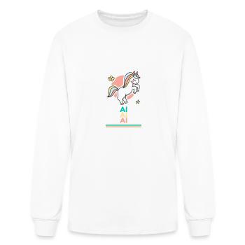 Ai First Name Cute Unicorn - Men's Long Sleeve T-Shirt - white - Front