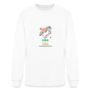 Aiba First Name Cute Unicorn - Men's Long Sleeve T-Shirt - white - Front