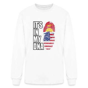 Kiribati And American Mix Heritage DNA Flag - Men's Long Sleeve T-Shirt - white - Front