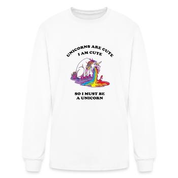 Funny unicorn vomits rainbow - Men's Long Sleeve T-Shirt - white - Front