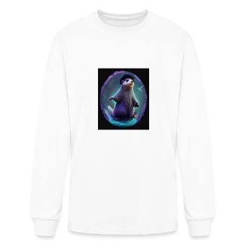 Wizard Otter Vaporwave Otter Witch Chanting Spell - Men's Long Sleeve T-Shirt - white - Front
