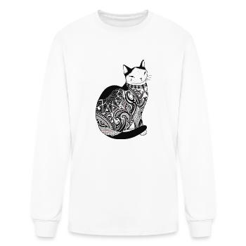 Cat In Tribal Tattoo - Men's Long Sleeve T-Shirt - white - Front