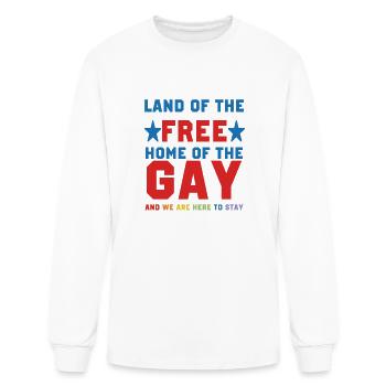 Land Of The *Free* Home Of The Gay - Men's Long Sleeve T-Shirt - white - Front