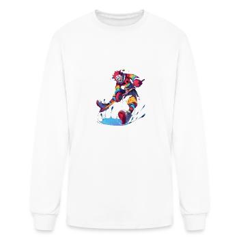 Hockey Player Clown Hockey Stick Ice Hockey Skates - Men's Long Sleeve T-Shirt - white - Front