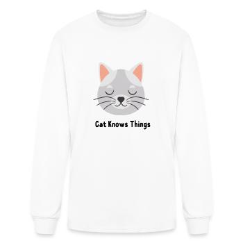 cat knows things ,An arrogant and bragging cat - Men's Long Sleeve T-Shirt - white - Front