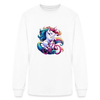 unicorn riding bicycle funny unicorn lover - Men's Long Sleeve T-Shirt - white - Front