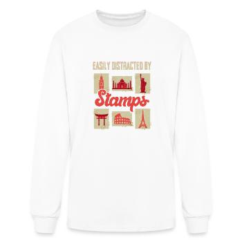 Easily Distracted By Stamps 2Distracted by Stamps: - Men's Long Sleeve T-Shirt - white - Front