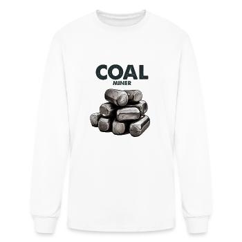Coal Miner T Shirt with American Flag - Men's Long Sleeve T-Shirt - white - Front