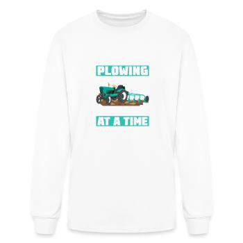 Plowing Through Life One Field At A Time. Farmer F - Men's Long Sleeve T-Shirt - white - Front