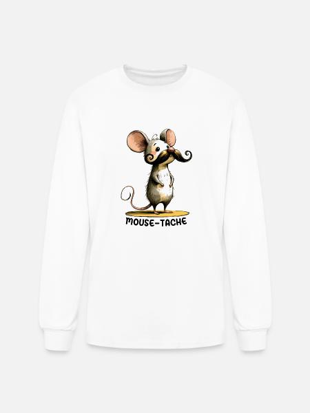 Funny Mouse Mouse-Tache - Men's Long Sleeve T-Shirt - white