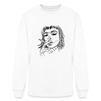 Minimalist Aesthetic Line Art Woman Abstract Artsy - Men's Long Sleeve T-Shirt - white - Front