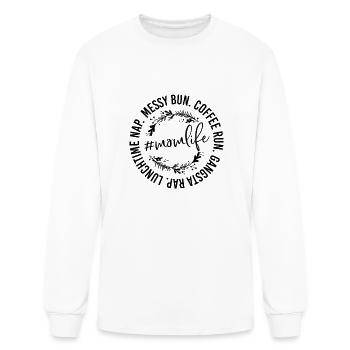 Messy Bun Coffee Run Gangsta Rap Vie de maman - T-shirt à manches longues Homme - blanc - Devant
