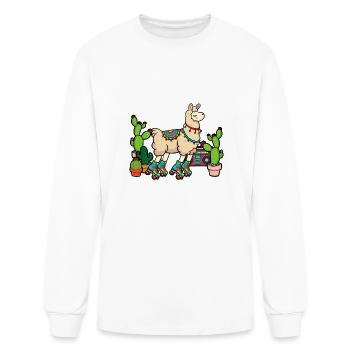 Llama Roller Skates Boombox Ghetto Blaster Vintage - Men's Long Sleeve T-Shirt - white - Front