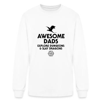 Mens Awesome Dads Explore Dungeons and Slay Dragon - Men's Long Sleeve T-Shirt - white - Front