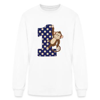 1st Birthday Monkey - Men's Long Sleeve T-Shirt - white - Front
