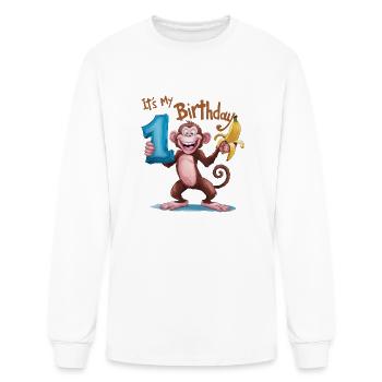 1st Birthday Monkey - Men's Long Sleeve T-Shirt - white - Front