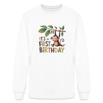 1st Birthday Monkey - Men's Long Sleeve T-Shirt - white - Front