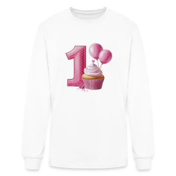 1st Birthday Cupcake Pink - Men's Long Sleeve T-Shirt - white - Front