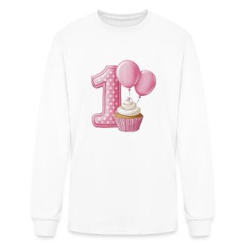1st Birthday Cupcake Pink - Men's Long Sleeve T-Shirt - white - Front