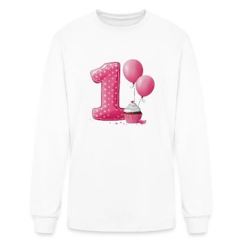 1st Birthday Cupcake Pink - Men's Long Sleeve T-Shirt - white - Front