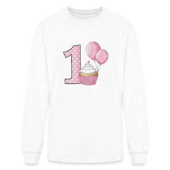 1st Birthday Cupcake Pink - Men's Long Sleeve T-Shirt - white - Front
