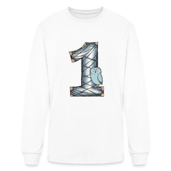 1st birthday owl - Men's Long Sleeve T-Shirt - white - Front