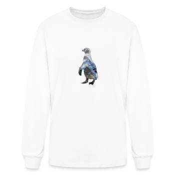Penguin Funny Flightless Bird Double Exposure - Men's Long Sleeve T-Shirt - white - Front