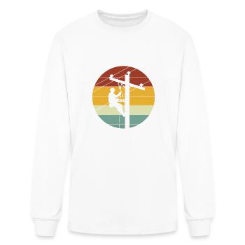 Électriciens vintage en détresse Power Pole - T-shirt à manches longues Homme - blanc - Devant